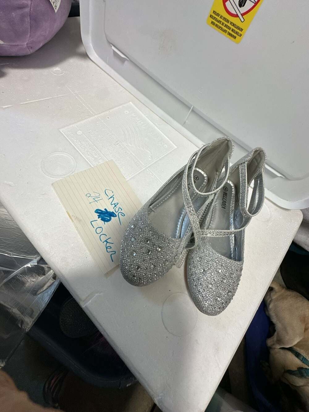 Belladia Girls Silver Glitter and Rhinestone Ankle Strap Party Flats